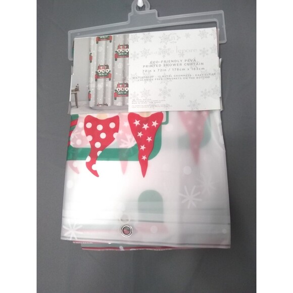 Nanette Lepore Peva Shower Curtain 70"x72" Christmas Elves - Picture 2 of 4